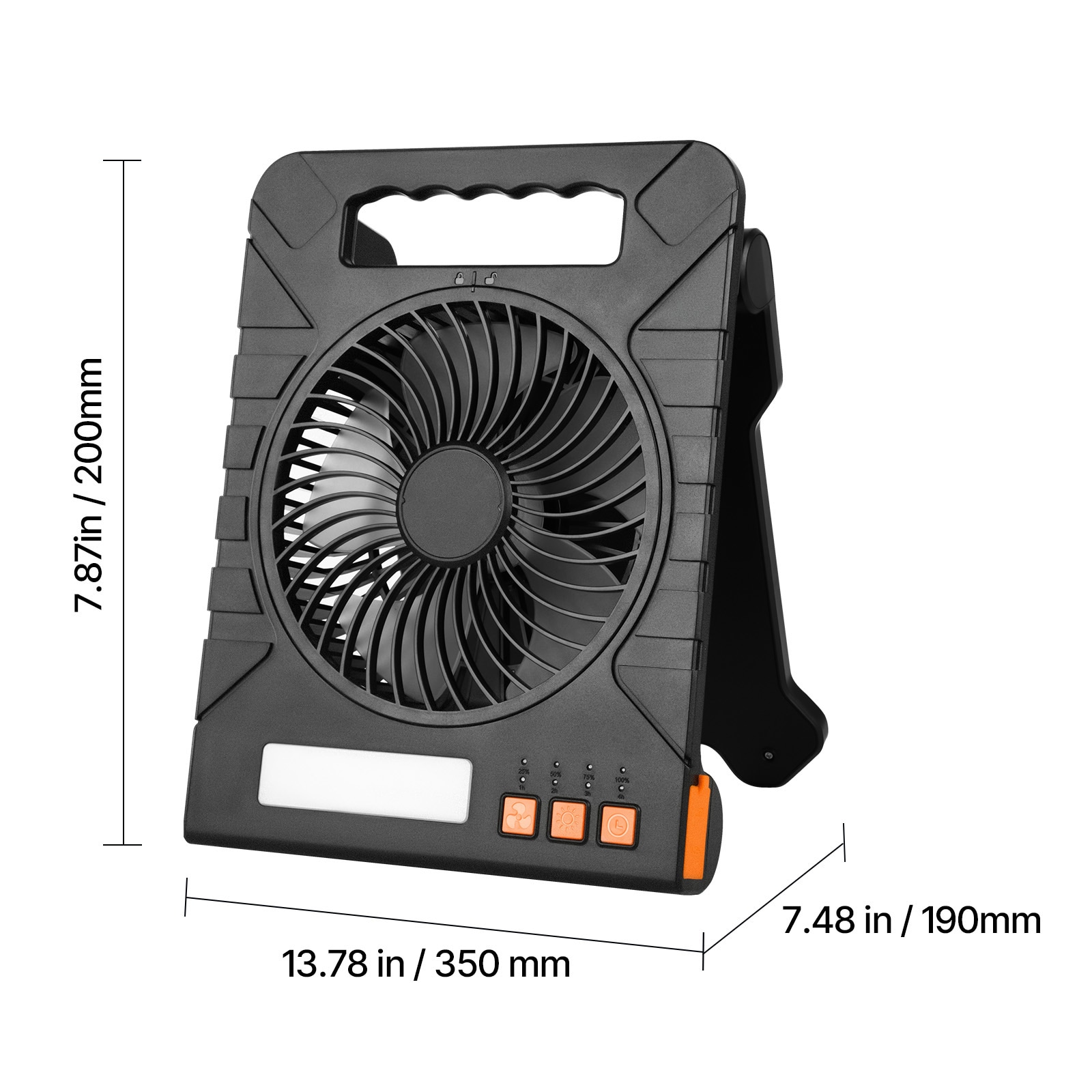 Portable Solar Fan With Led Lantern And Rechargeable Battery_voghion.com